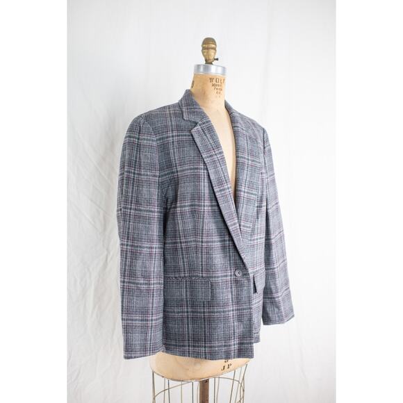 Vintage 80s Pendleton Gray Wool Plaid Blazer, Classic Academia Jacket, Retro LG - Picture 3 of 8